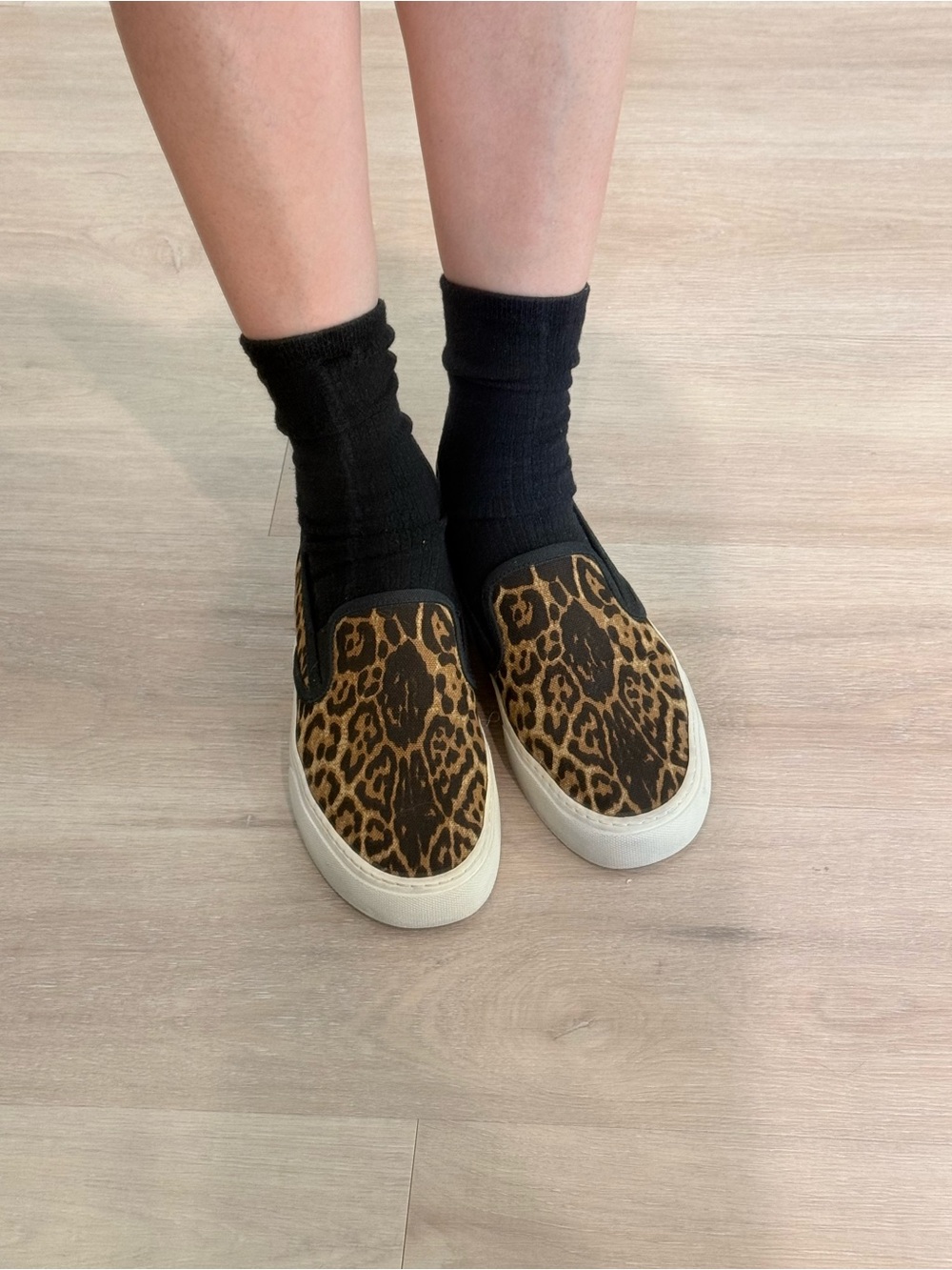 Saint Laurent Paris Leopard Print Canvas Slip-On Sneakers EU 37.5 US 7.5